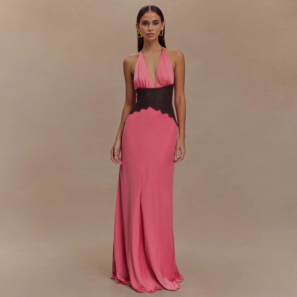 Women's Clothing Sexy Deep V Backless Lace Perspective Slim Hip Dress Female_ecoleips.com