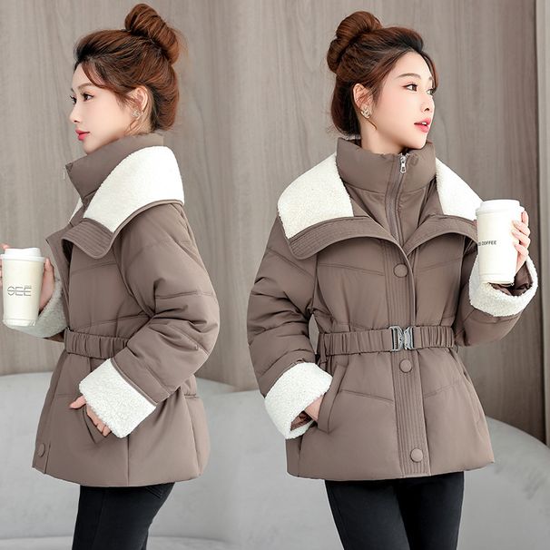 Winter Women's Short Puffer Jacket – Slim-Fit Waist-Defining Coat With Thickened Insulation, Casual & Chic Outerwear For Petite To Plus Size_ecoleips.com