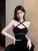 Tmall Douyin High-Quality Halter Neck Padded Camisole For Women, Unique Diamond-Embellished Sleeveless Design, Sexy_ecoleips.com