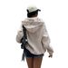 ANS Women's College Style Long Sleeve Cardigan Sweatshirt Jacket Loose Top Trendy Streetwear For Autumn Couple_ecoleips.com