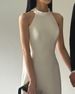Women's Clothing Elegant Style Hepburn Evening Gown Halter Neck Backless Design Small Fishtail Train For Birthday Parties Ceremonies Emcees Party Wear_ecoleips.com