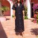 Sexy V-neck Short Sleeve Solid Party Dress Fashion Side Split A-Line Dress Vestidos Elegant Dimensional Floral Loose Midi Dress_ecoleips.com