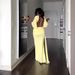 Elegant Backless Dress With High Slit & Off-Shoulder Neckline – Stretchy Polyester-Spandex Bodycon Dress For Women (Yellow, XS-XXXL)_ecoleips.com