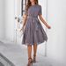 Women's Elegant Casual Polka Dot Print Dress Tie Up Spring Summer_ecoleips.com