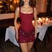 Elegant Sequin Mesh Corset Mermaid Bandage Bodycon Dress For Party Nightclub Evening Wear - Red/Black_ecoleips.com