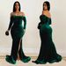 Women's Clothing Fashion Women's Solid Color Slit Evening Dress Low Cut Dress New_ecoleips.com