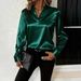Women's Elegant V Neck Loose Fitting Shirt Top Versatile Simple Design Bestselling_ecoleips.com