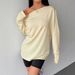 AD683 European And American Cross-border Autumn New T-shirt, Casual Fashion, Asymmetrical Collar, Loose-fitting Women's_ecoleips.com