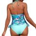 New 2026 Two Piece Swimsuit Digital Print V Neck Drawstring Tie Back Bikini Set European American Style Sexy Summer Swimwear_ecoleips.com