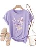 European And American Cross-border Foreign Trade Clothing Butterfly Print Round Neck Printed Women's Short-sleeve_ecoleips.com