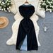 Women's Clothing Retro Lapel Sleeveless Denim Dress Female Summer Irregular Stitching Medium Length Skirt_ecoleips.com