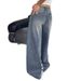 American-style Washed Blue Wide-leg Extra-long Floor-length Ripped Loose-fit Casual Jeans For Women_ecoleips.com