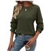 2026 Women's Fashion European And American Cross-Border Autumn Winter New Casual Solid Color Ribbed Crew Neck_ecoleips.com