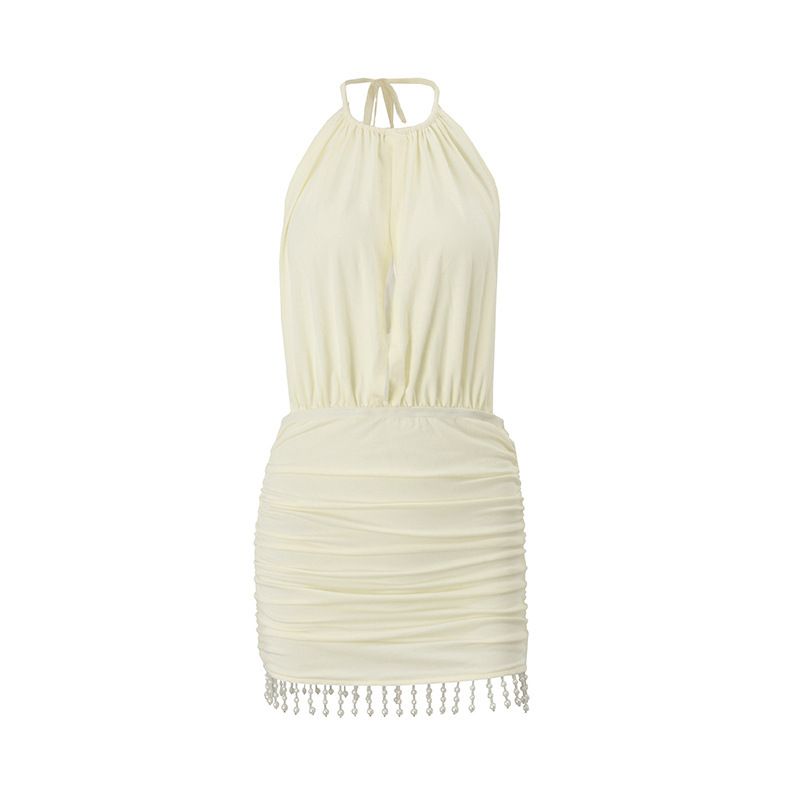 Women's Sexy Solid Color Backless Bodycon Mini Dress – Summer Club Party Gown 2026_ecoleips.com