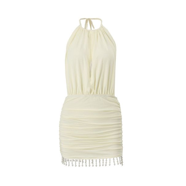 Women's Sexy Solid Color Backless Bodycon Mini Dress – Summer Club Party Gown 2026_ecoleips.com