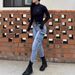 Functional Style Peach Butt Washable Denim High-waisted Pencil Slim-fit Pants, High Elasticity_ecoleips.com