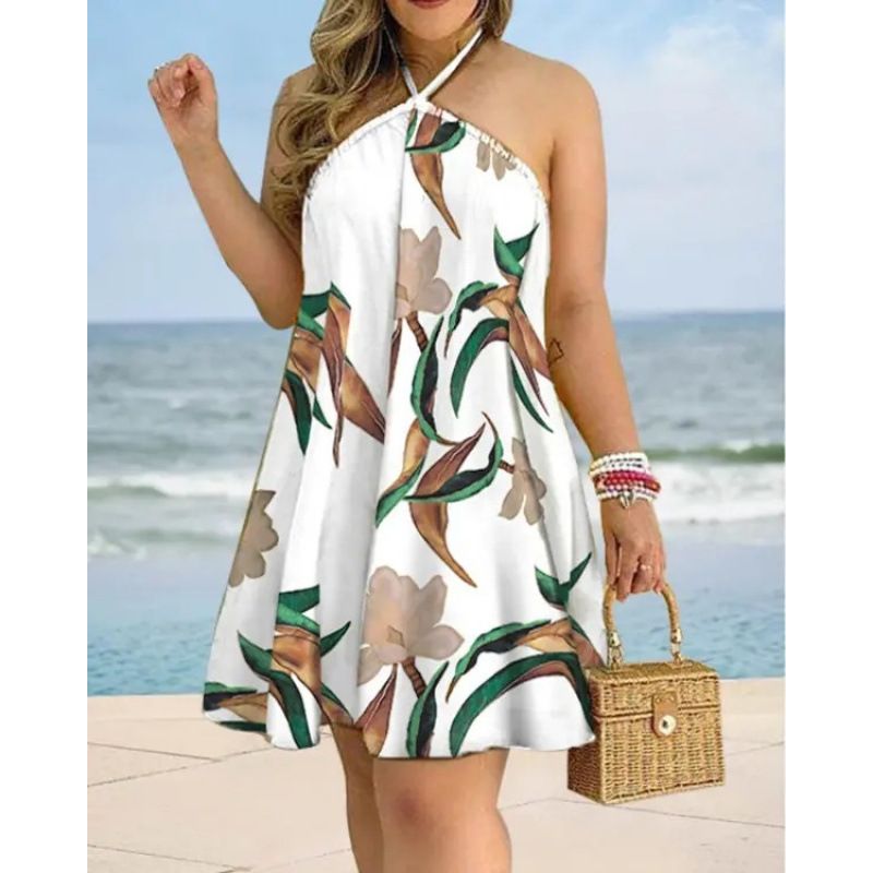 Women's Clothing Off-Shoulder Halter Neck Dress Loose Style Spring/Autumn Regular Thickness_ecoleips.com