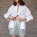 Women's Pure Linen Shorts Elastic Waist Solid Color Casual Pants Loose Fitting Spring Summer Old Fashioned Style Rolled up Hem_ecoleips.com