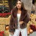 Women's Clothing Luxury Faux Fur Coat – Winter Warm Thickened Jacket With Notched Collar & Pockets_ecoleips.com