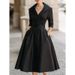 Elegant Long Sleeve Slimming Waist Dress For Women Long Skirt_ecoleips.com