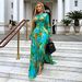 Women's African Style Elegant Printed Maxi Dress round Neck Long Sleeves Fitted Waist Spring/Autumn Summer Fashion Dress_ecoleips.com