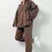 Women's Fashion Zipper Hooded Casual Suit Two-piece Pant Sets_ecoleips.com
