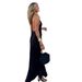 Women's Clothing Printing V Neck Backless Halter Neck Lace Up Sexy Long Skirt_ecoleips.com