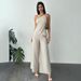 Women's Asymmetrical Ruffled Backless Top And High Waisted Trousers Two Piece Set Summer New Arrival_ecoleips.com