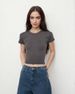 Women's Clothing Spot Skims Straight Shoulder Modal Sports T Shirt Female Nude Elastic Texture Waist Basic Round Neck Hot Girl Top_ecoleips.com