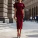 Women's Ruffled Sleeve Slim Fit Bodycon Dress mid Length Pencil Skirt European American Style for Commuting And Banquets_ecoleips.com