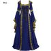 Aria Basics Aria Basics 2022 Foreign Trade European And American Medieval Retro Hooded Square Neck Tie Bell Sleeve Flared Dress_ecoleips.com