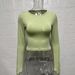 AB417 Early Spring Casual Versatile New Top Solid Color Round Neck Slim Fit Cropped Long Sleeve T-Shirt For Women_ecoleips.com