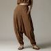 Women's High-Waisted Loose-Fitting Casual Long Pants Drape Detail Style Fashion Outerwear_ecoleips.com