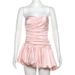 Women’s Clothing Summer Pure Desire Elegant Solid Color Tube Top Off Shoulder Pleated Slim Fit Fluffy Dress Sleeveless Short Skirt_ecoleips.com