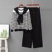 Women's Autumn Winter Fashion Knitted Set with Scarf Sweater And Wide Leg Pants Striped Casual Two-Piece European American Style_ecoleips.com