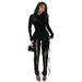 Women's Clothing Women's Long Jumpsuit Fashionable Sexy Hollowed Out Strappy Tight Fitting Autumn Winter Long Sleeved Style_ecoleips.com