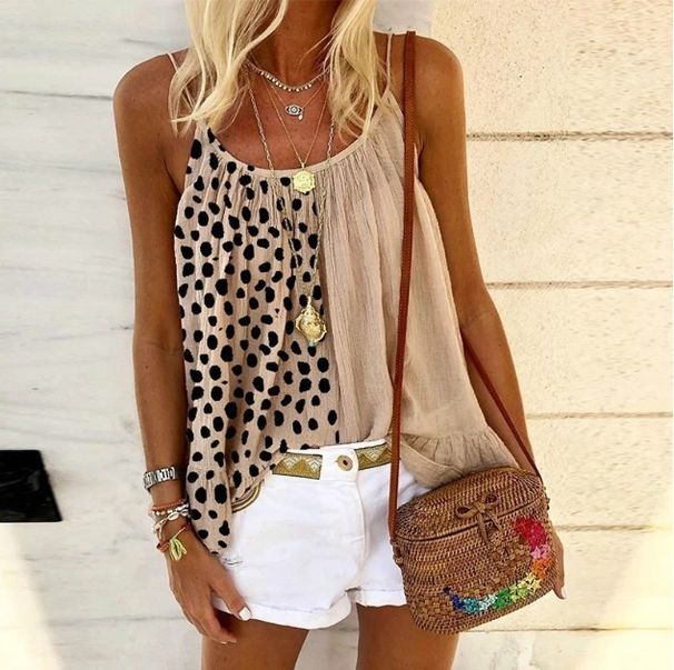 Women's Clothing Spring And Summer Holiday Seaside Style Leopard Print Splicing Ruffle Print Tank Top Vest_ecoleips.com