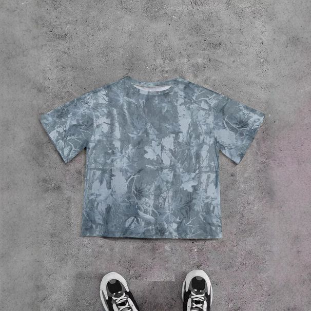 Women's Casual Loose T-Shirt round Neck Short Sleeve Unique Leaf 3D Print Fashion Top European American Style_ecoleips.com