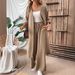 Women's Solid Color Loose Comfort Cardigan And Pants Casual Set European And American Style Clothing Top And Bottoms_ecoleips.com