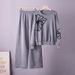 Cross-Border European And American Foreign Trade Elegant Knitted Round Neck Embroidered Sweater + Loose Casual Wide-Leg_ecoleips.com