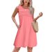 2025 New Women's Round Neck Solid Color Casual Pocket Vest Pleated Dress_ecoleips.com