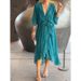 Women's Clothing Women's Solid Color Tie Waist Long Dress Style Plus Size Batwing Sleeve Irregular Dress For Formal & Casual For Women_ecoleips.com