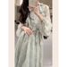 Gentle Floral For Women, 2026 Early Spring New French Style, High-End Waist-Cinching Elegant Fairy Long Dress_ecoleips.com