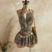 Women's Floral Print Halter Neck Short Dress Deep V Neck Cutout Bohemian Beach Vacation Sexy Dress Waist Revealing_ecoleips.com