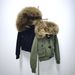girl Unique Design Large Fur Collar Plush Inner Liner Workwear Cotton Jacket Military Green/Black_ecoleips.com