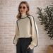 Elegant Ribbed Knit Sweater Women's Semi-Turtleneck Long Sleeve Pullover Soft Acrylic Blend Casual Tops_ecoleips.com