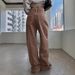 High Waist Straight Leg Jeans For Women – Vintage Washed Brown Denim Pants (Relaxed Fit, 90% Cotton, No Stretch, S-XL, Coffee Gradient)_ecoleips.com