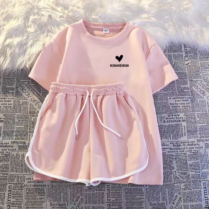 Women's Clothing Milk Silk Loose Trendy Short Sleeved Shorts Two Piece Set Casual Sports All Match Suit_ecoleips.com