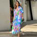 2023 Summr High-Waistd Printd Commuting Elgant Short-Slvd Long Drss For Womn, Europan And Amrican_ecoleips.com