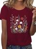 European And American Cross-border Foreign Trade Women's Floral Butterfly Round-neck Printed Short-sleeve T-shirt Top_ecoleips.com